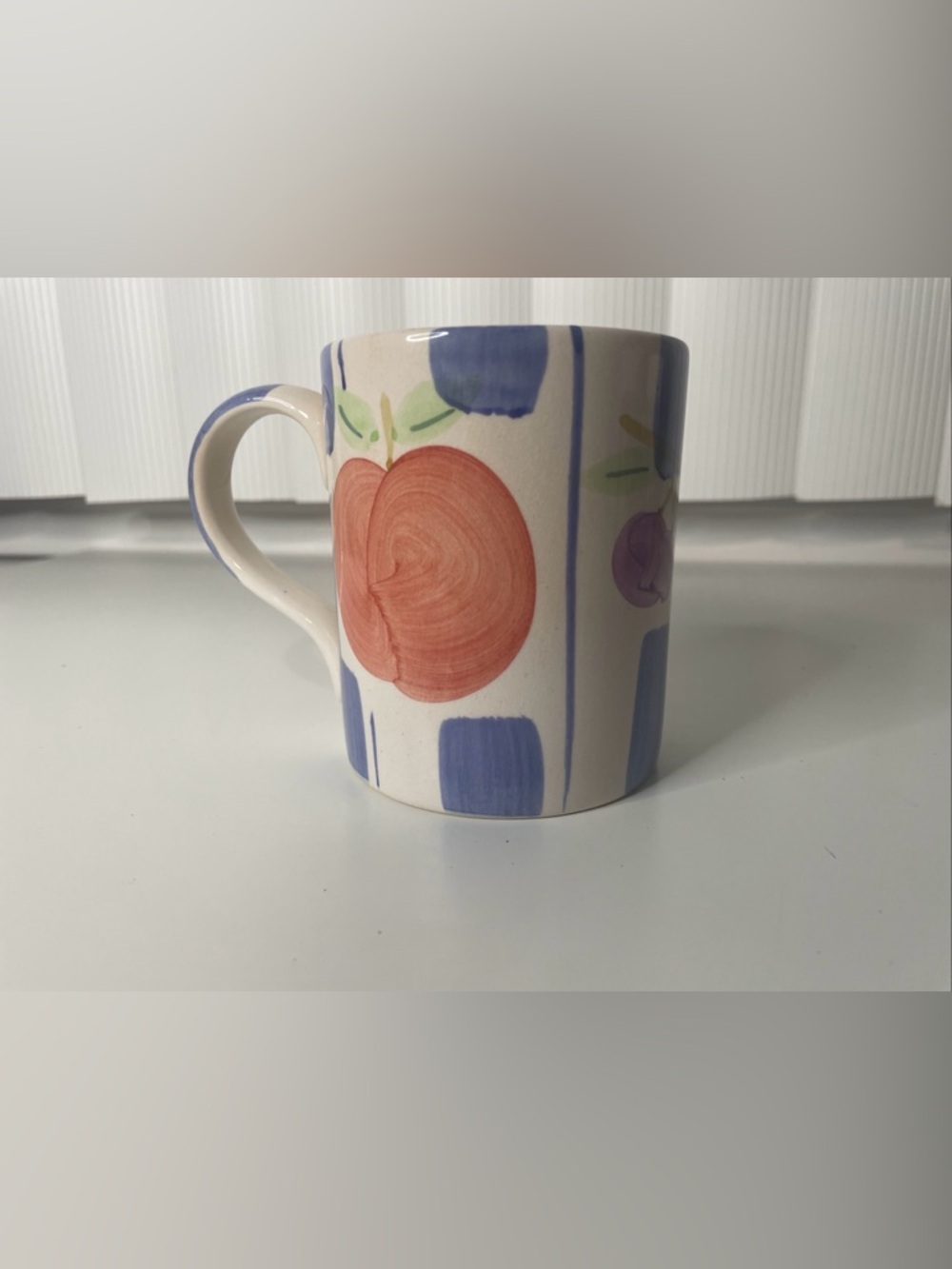 New Open Box Hand Painted Coffee Cup Apples Grapes Artist's Touch Pears Jubilee